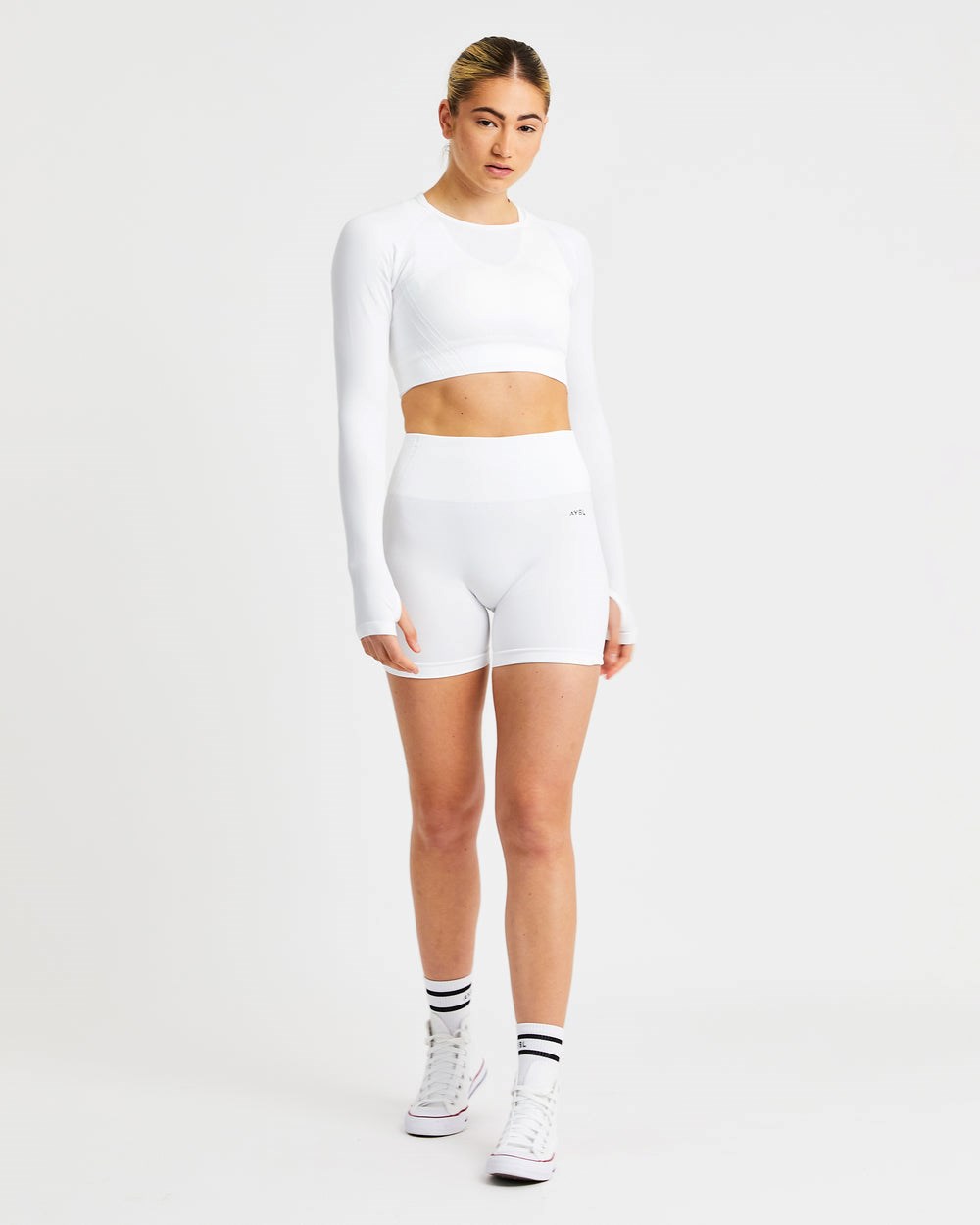 AYBL Balance V2 Seamless Long Sleeve Crop Top Weiß | 285-KXZBEO