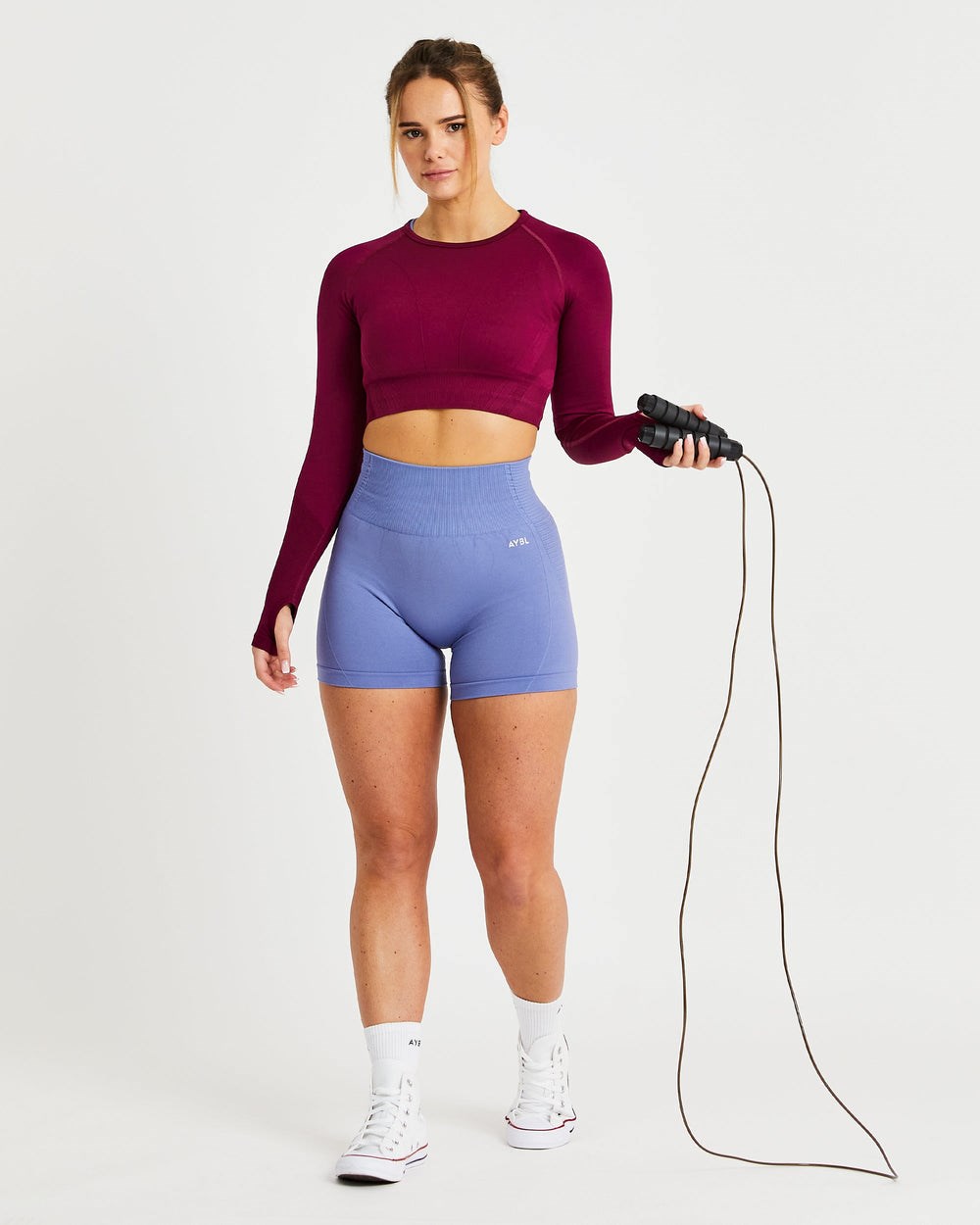 AYBL Balance V2 Seamless Long Sleeve Crop Top Lila | 438-QFLJDN