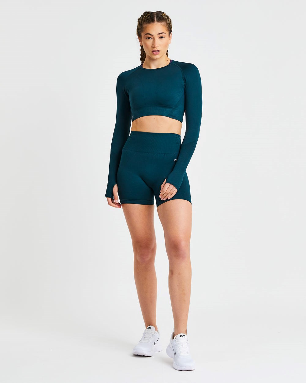 AYBL Balance V2 Seamless Long Sleeve Crop Top Grün | 637-NEUSXR