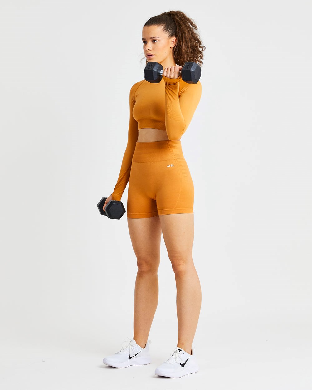 AYBL Balance V2 Seamless Long Sleeve Crop Top Orange | 843-NGAFZQ