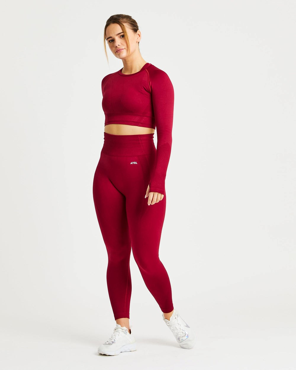 AYBL Balance V2 Seamless Long Sleeve Crop Top Rot | 938-SUNKHI