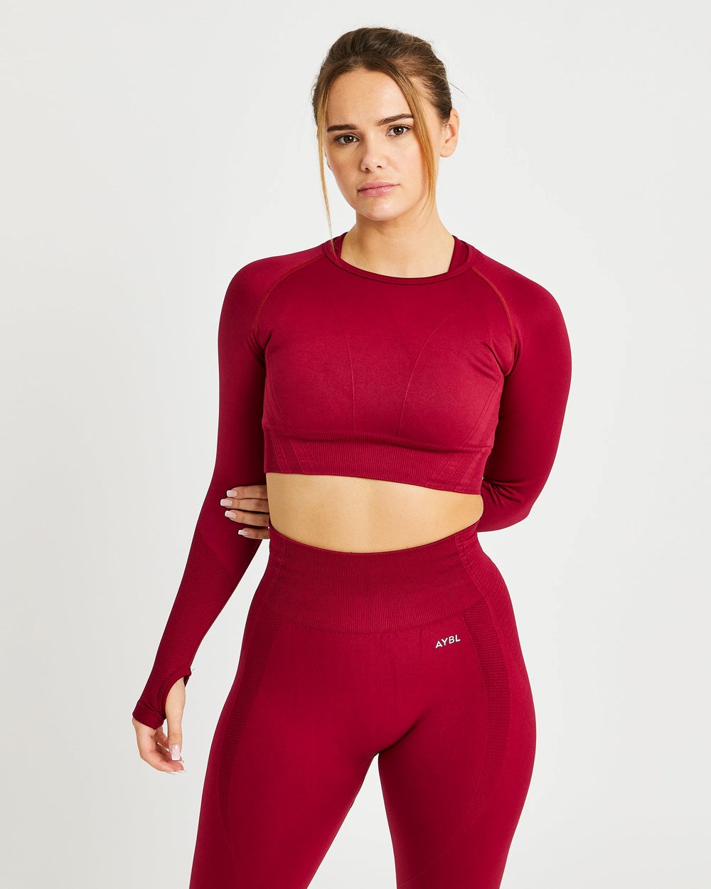 AYBL Balance V2 Seamless Long Sleeve Crop Top Rot | 938-SUNKHI