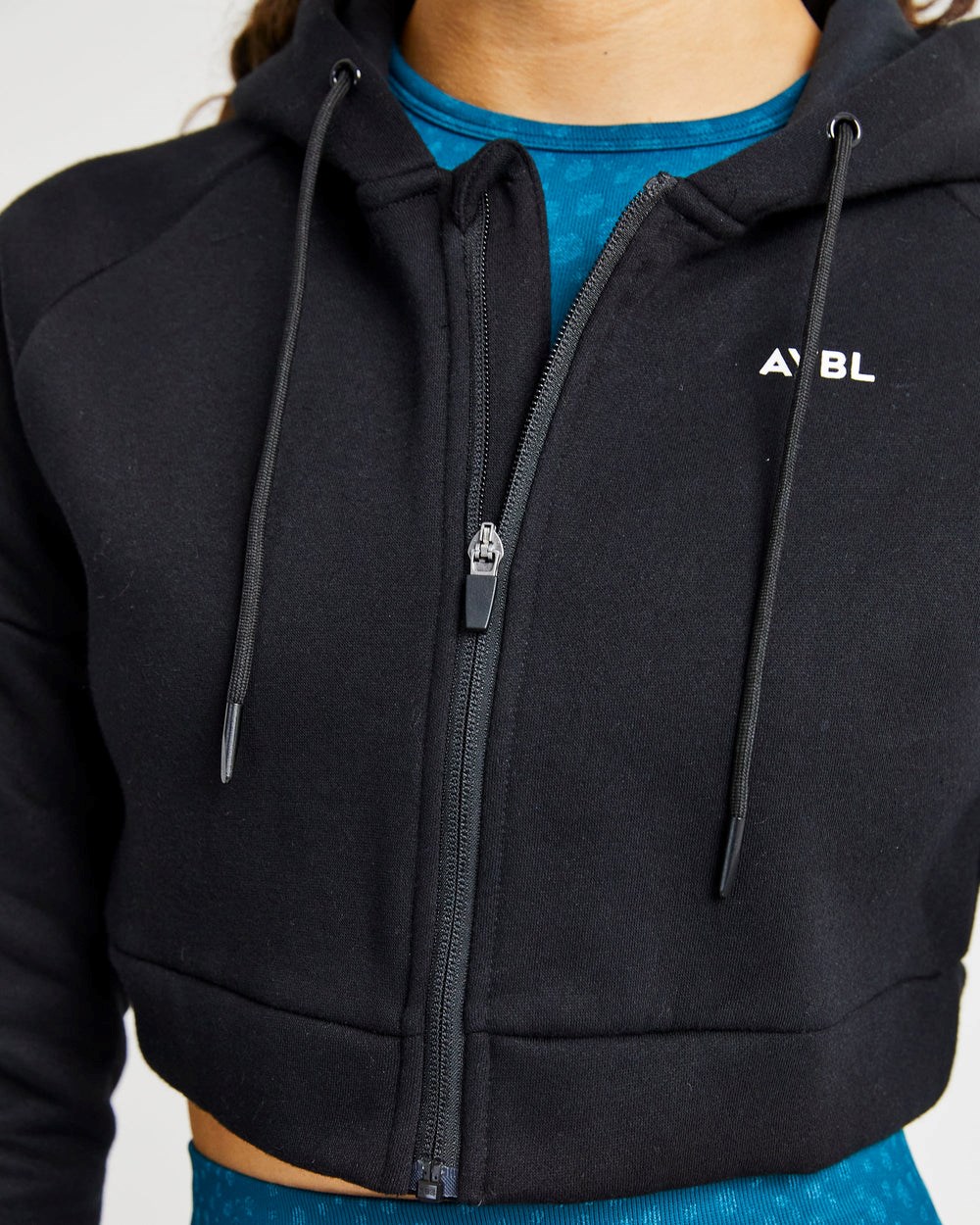 AYBL Beyond Crop Zip Hoodie Schwarz | 907-ITXJMD