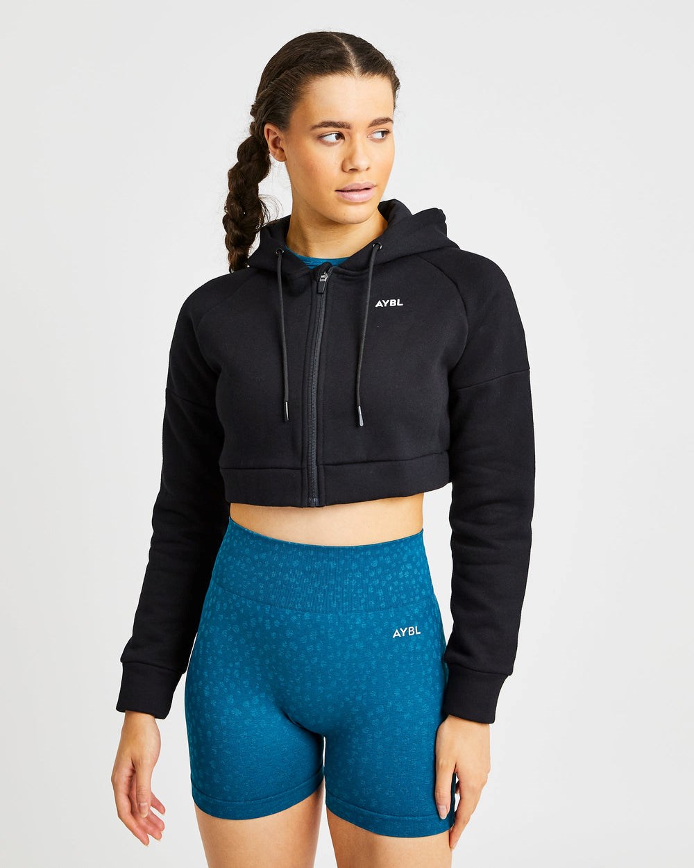 AYBL Beyond Crop Zip Hoodie Schwarz | 907-ITXJMD