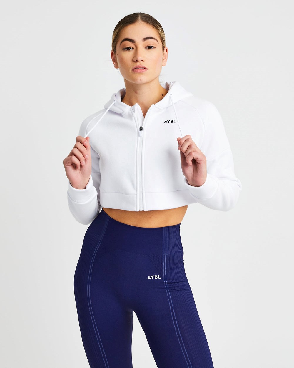 AYBL Beyond Crop Zip Hoodie Weiß | 087-UALYNS