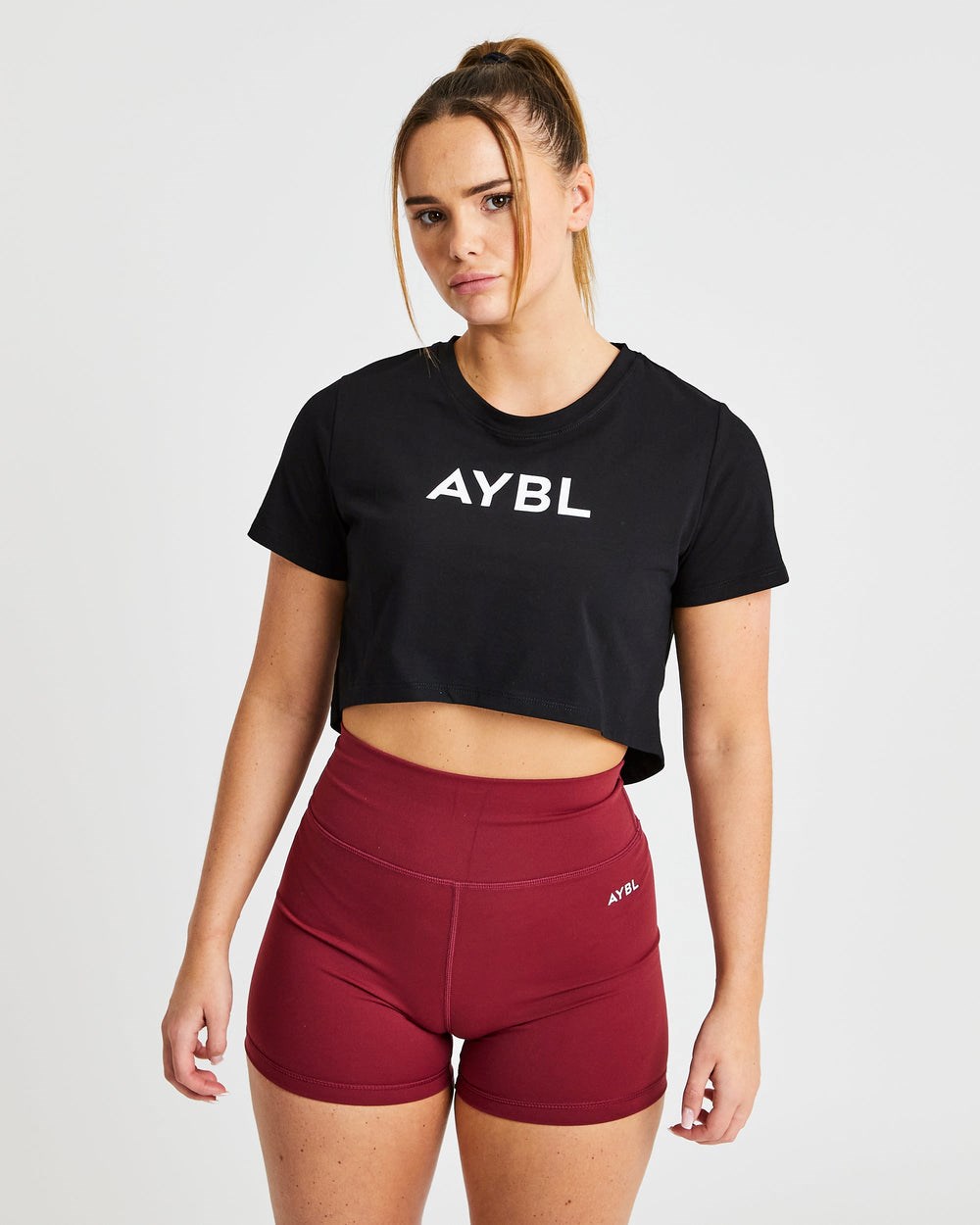 AYBL Crop T Shirt Schwarz | 047-QPYHJK