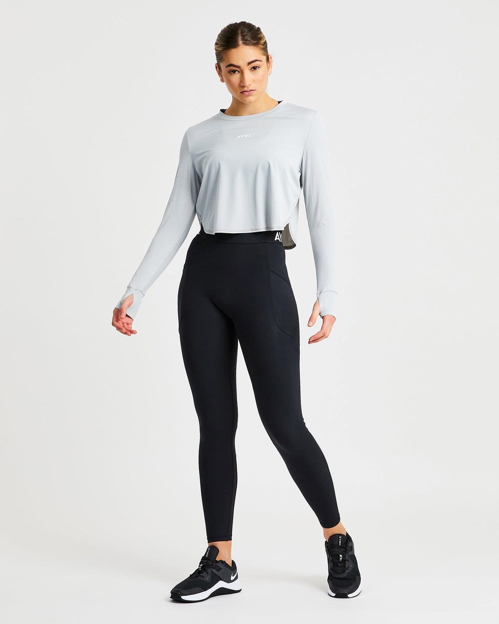 AYBL Define Long Sleeve Crop T Grau | 309-SKVUBR