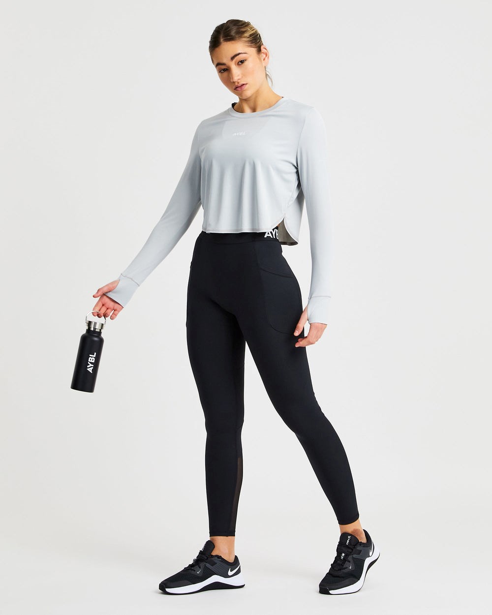 AYBL Define Long Sleeve Crop T Grau | 309-SKVUBR