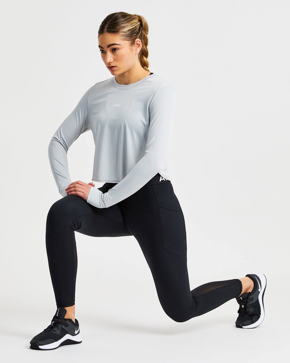 AYBL Define Long Sleeve Crop T Grau | 309-SKVUBR