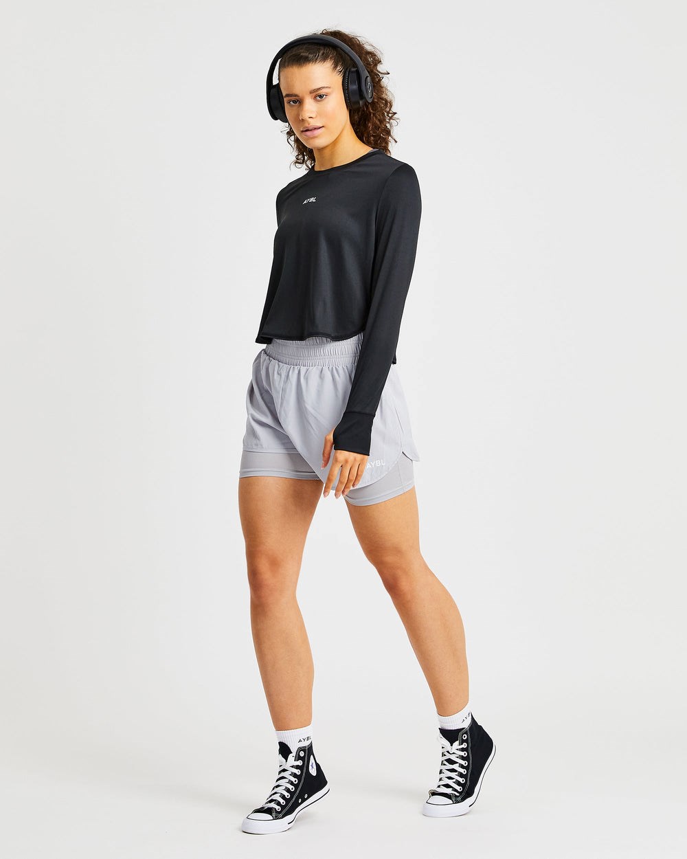 AYBL Define Long Sleeve Crop T Schwarz | 489-BWPOJV