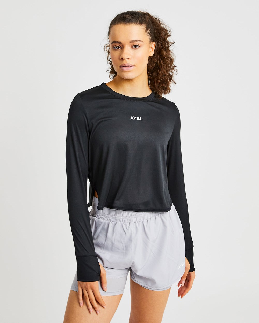 AYBL Define Long Sleeve Crop T Schwarz | 489-BWPOJV