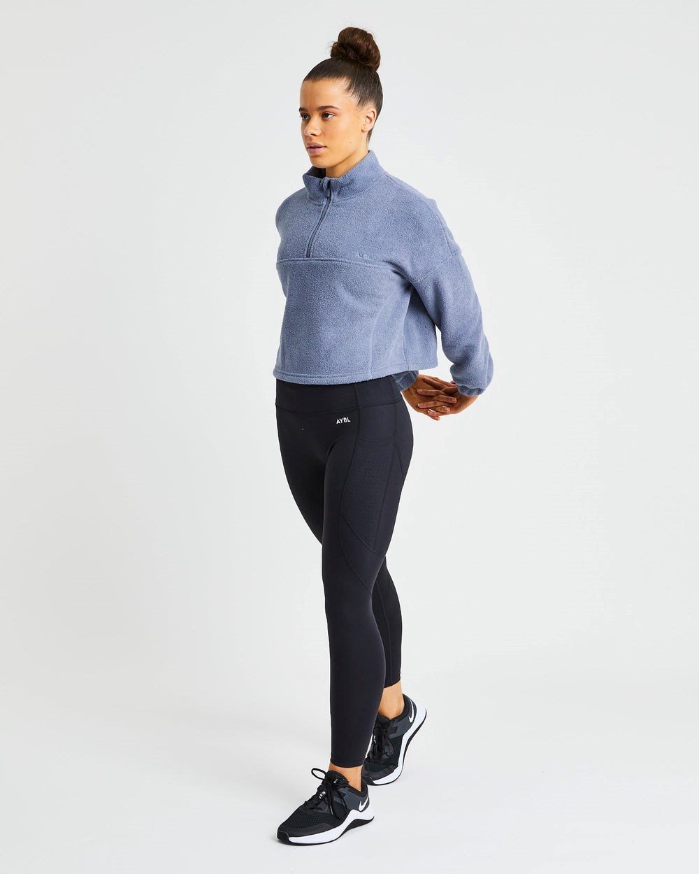 AYBL Effortless Oversized Cropped Fleece Blau | 469-ZRENFK