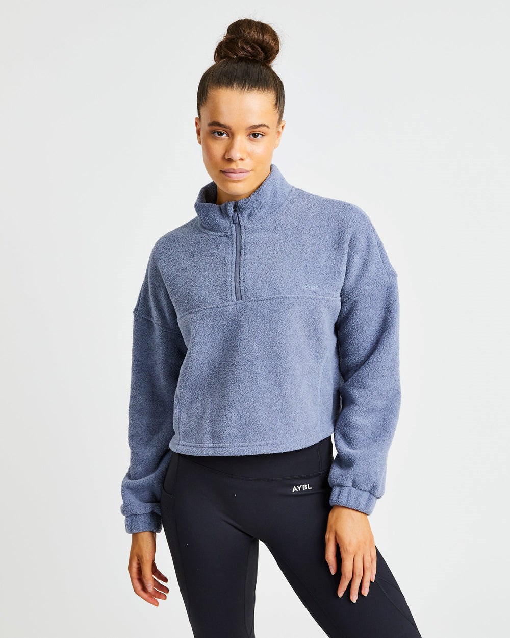 AYBL Effortless Oversized Cropped Fleece Blau | 469-ZRENFK