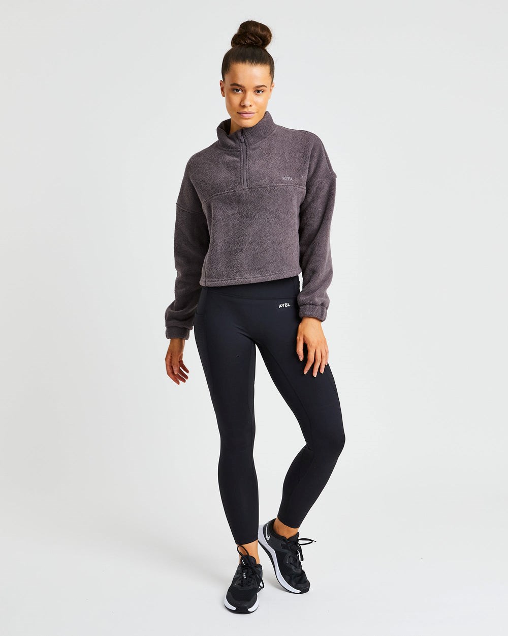 AYBL Effortless Oversized Cropped Fleece Charcoal | 786-IHOPGE