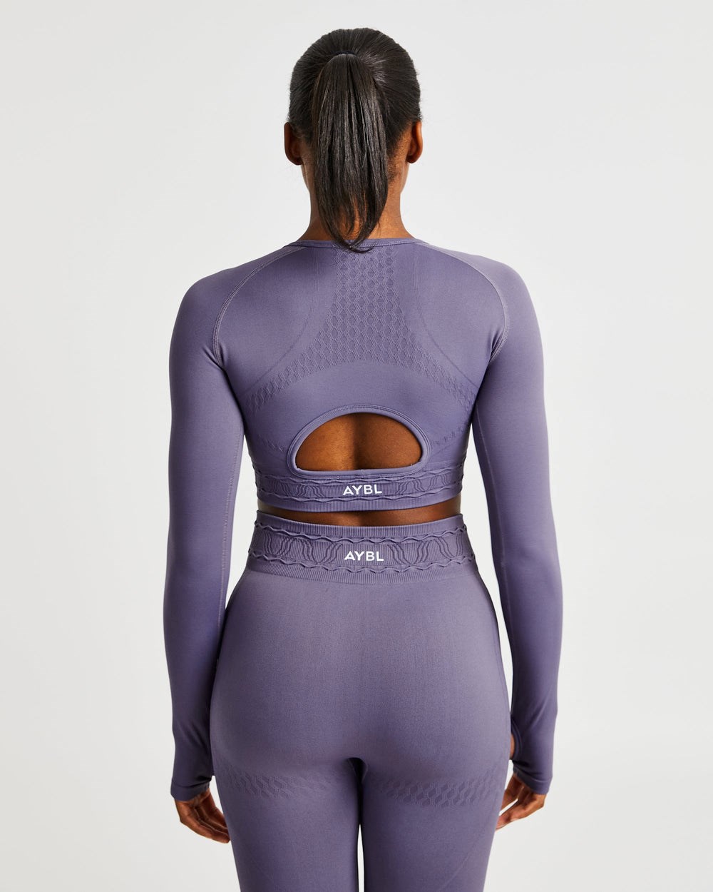 AYBL Elevate Seamless Long Sleeve Crop Top Lila | 462-RPZKYX