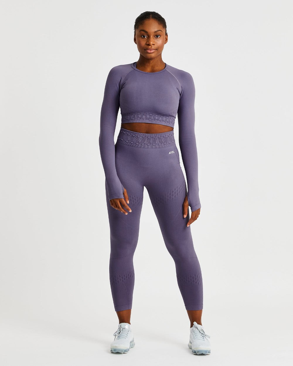 AYBL Elevate Seamless Long Sleeve Crop Top Lila | 462-RPZKYX