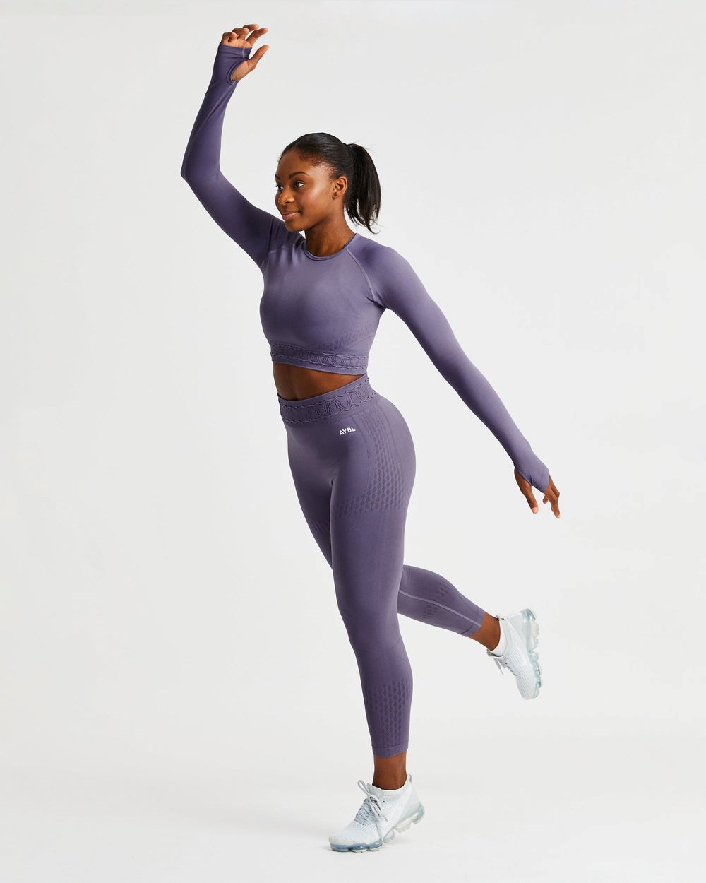 AYBL Elevate Seamless Long Sleeve Crop Top Lila | 462-RPZKYX