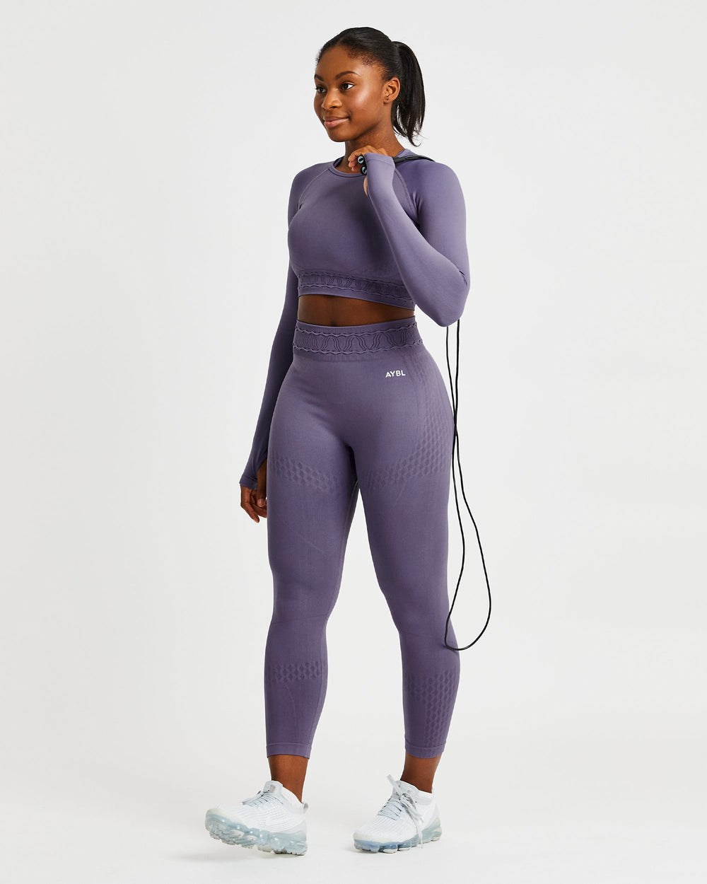 AYBL Elevate Seamless Long Sleeve Crop Top Lila | 462-RPZKYX