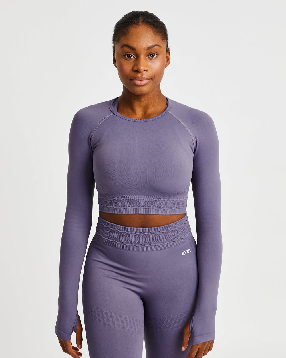 AYBL Elevate Seamless Long Sleeve Crop Top Lila | 462-RPZKYX