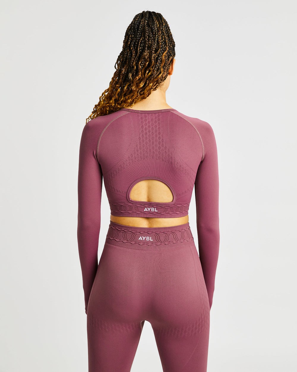 AYBL Elevate Seamless Long Sleeve Crop Top Rosa | 697-IZNCFS