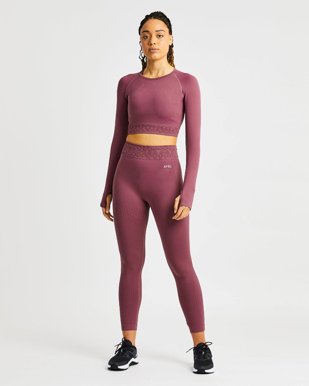 AYBL Elevate Seamless Long Sleeve Crop Top Rosa | 697-IZNCFS