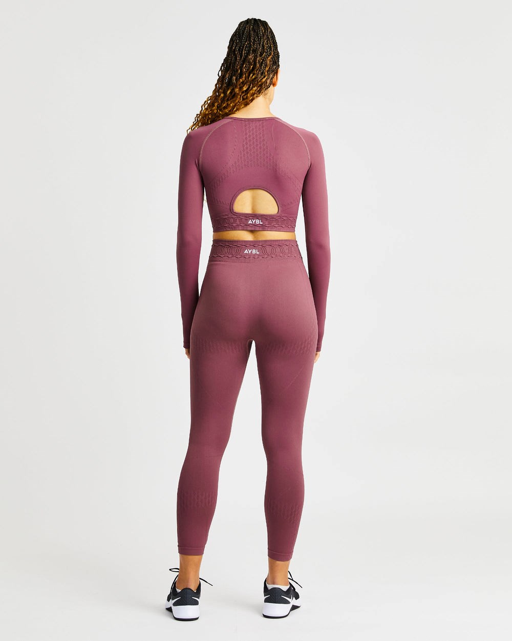 AYBL Elevate Seamless Long Sleeve Crop Top Rosa | 697-IZNCFS