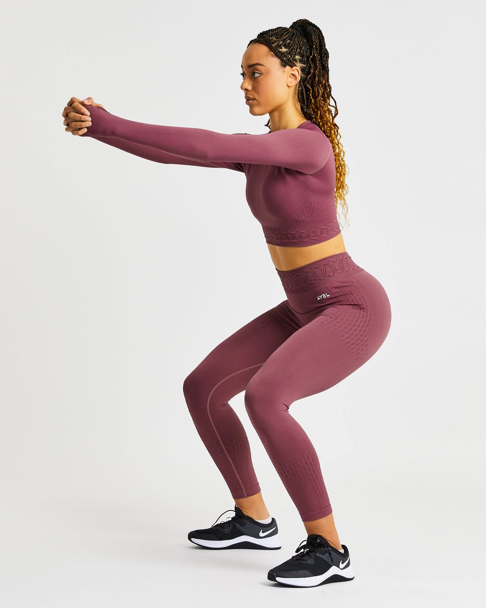 AYBL Elevate Seamless Long Sleeve Crop Top Rosa | 697-IZNCFS