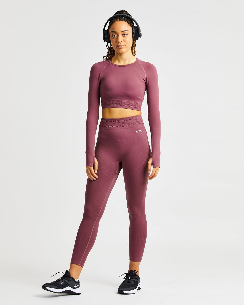 AYBL Elevate Seamless Long Sleeve Crop Top Rosa | 697-IZNCFS