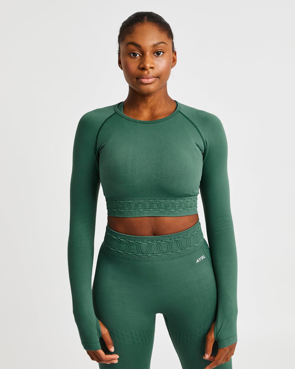 AYBL Elevate Seamless Long Sleeve Crop Top Grün | 867-DQFBAL