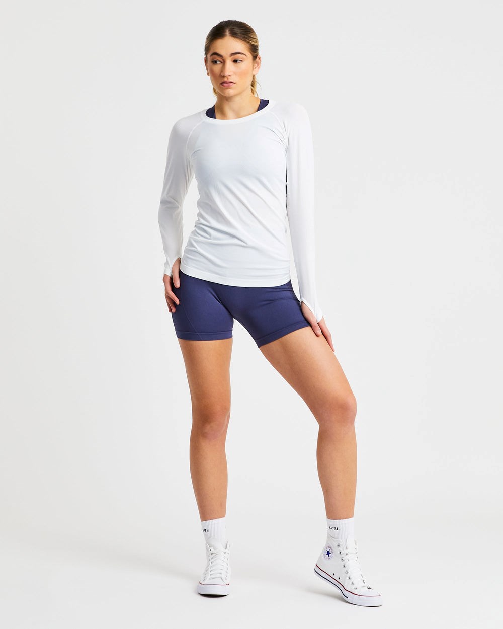 AYBL Embrace Seamless Long Sleeve T Shirt Weiß | 753-SNZPED