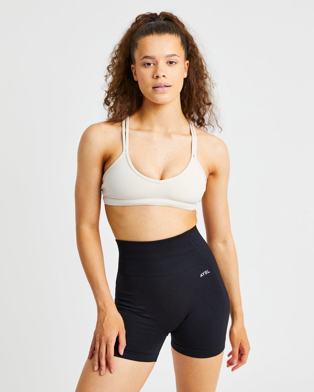 AYBL Essential Riemchen Sports Bra Beige | 792-QMOPLC