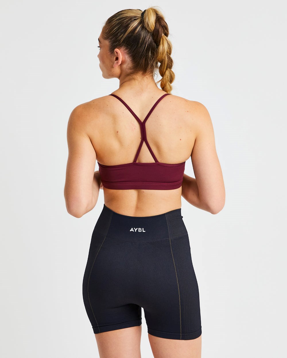 AYBL Essential Ruched Sports Bra Bordeaux | 581-UHGCKT