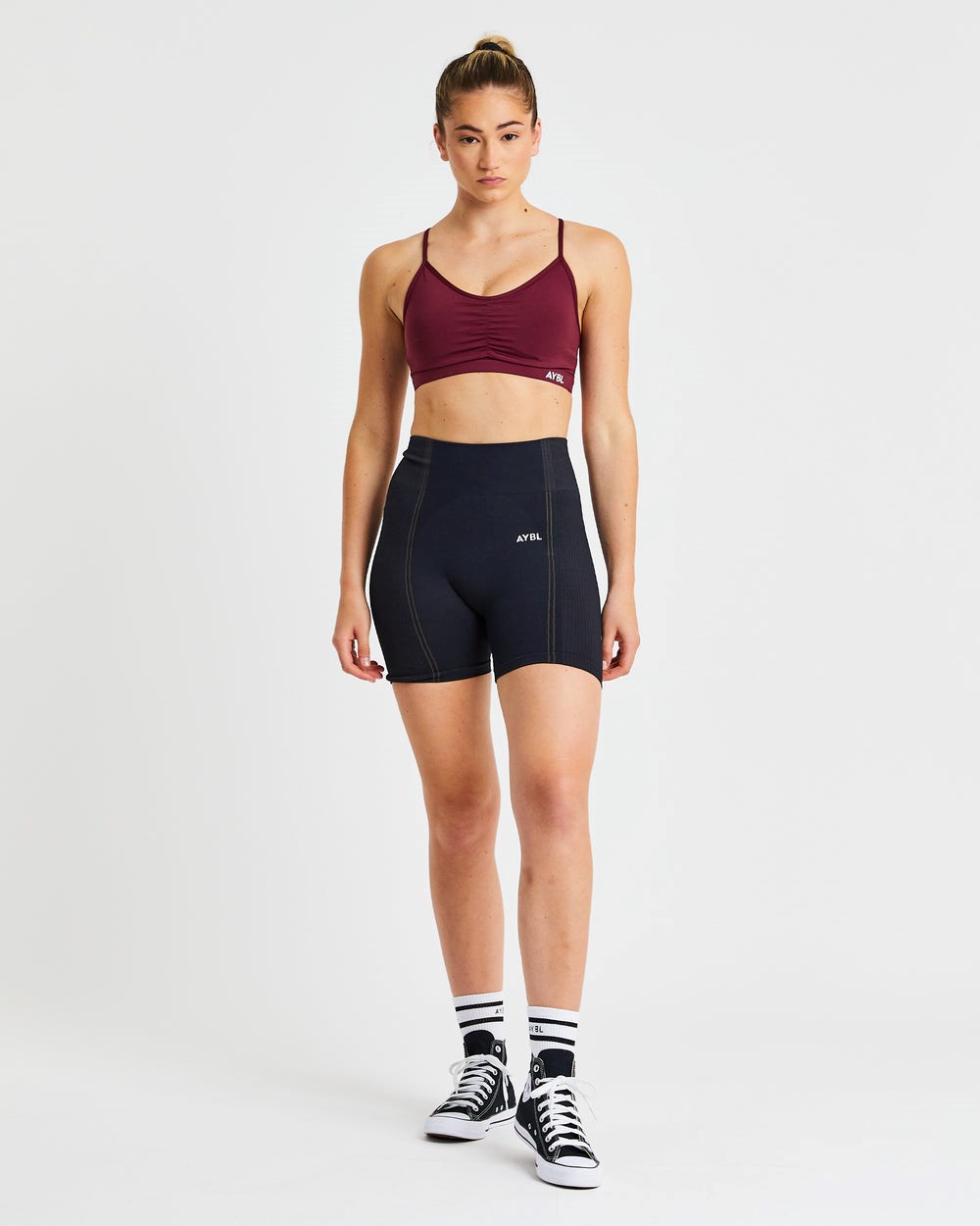 AYBL Essential Ruched Sports Bra Bordeaux | 581-UHGCKT