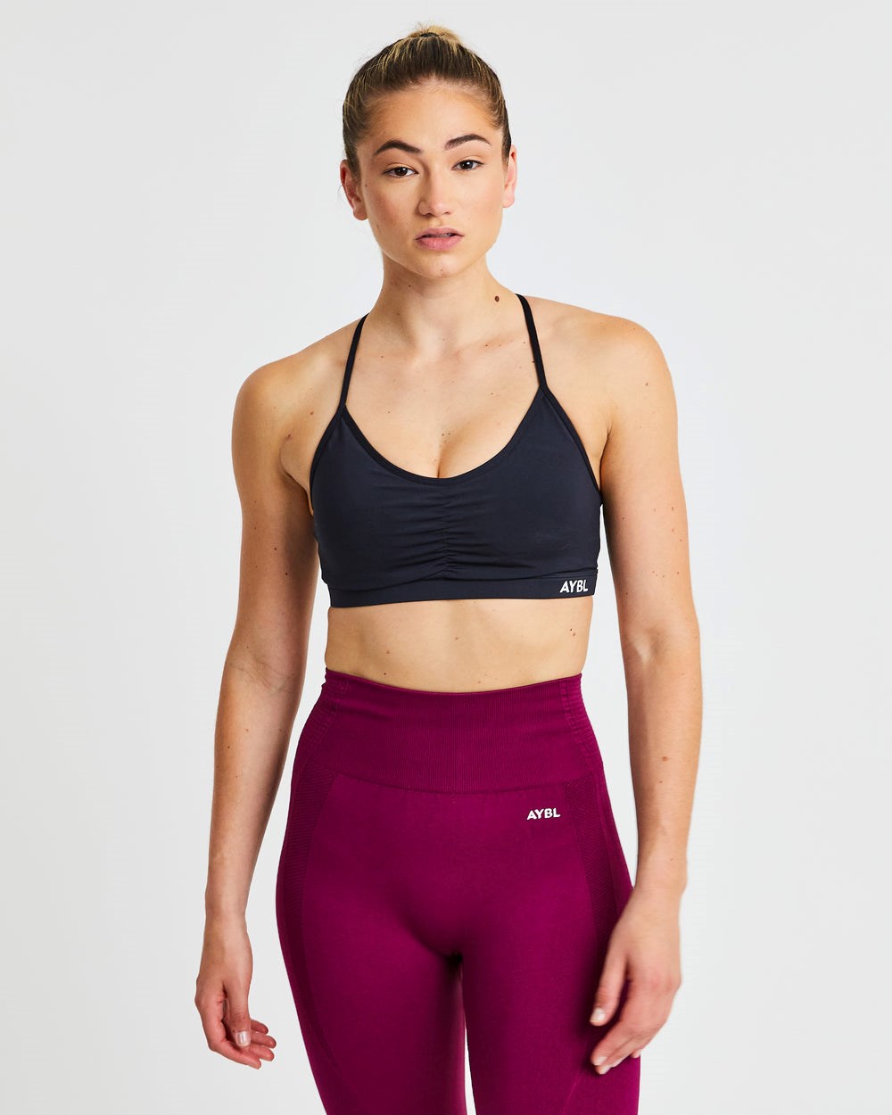 AYBL Essential Ruched Sports Bra Schwarz | 569-PFBVHQ