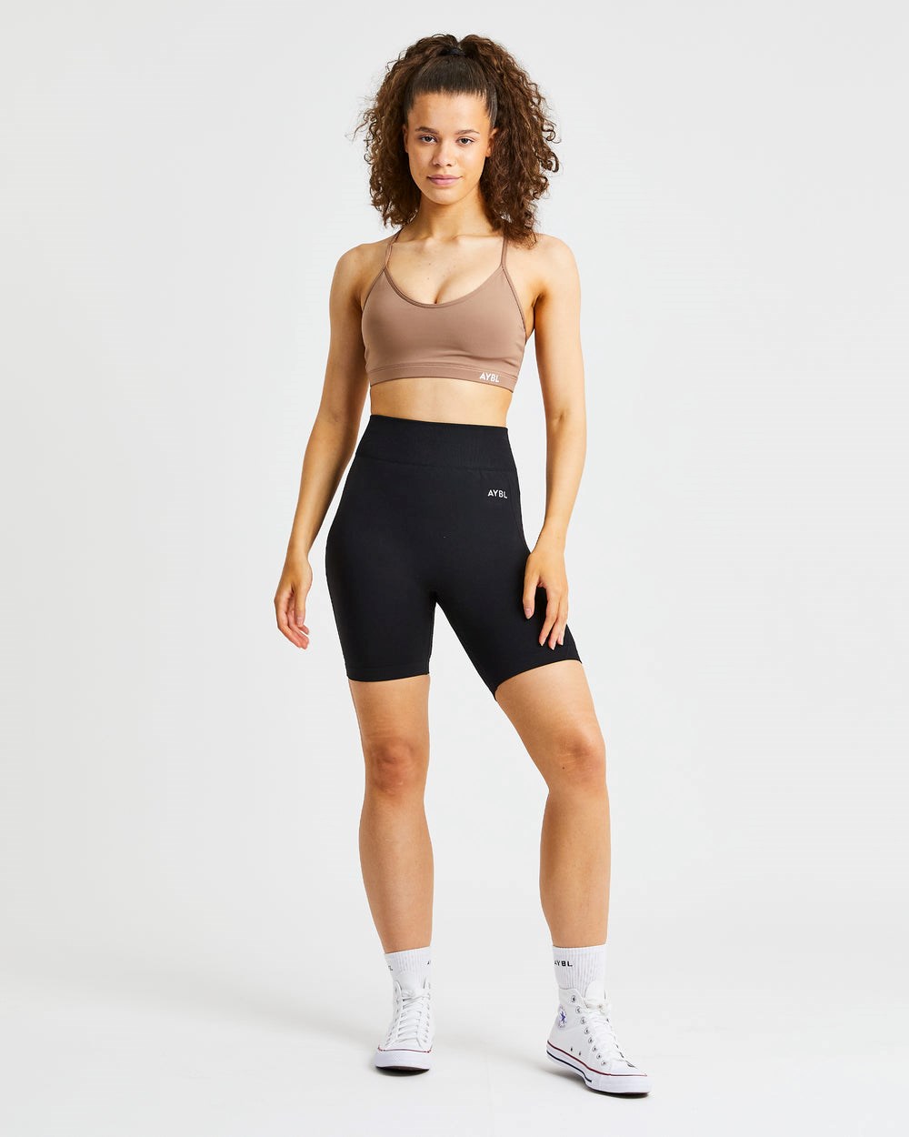 AYBL Essential V Neck Sports Bra Braun | 815-AKLWBV