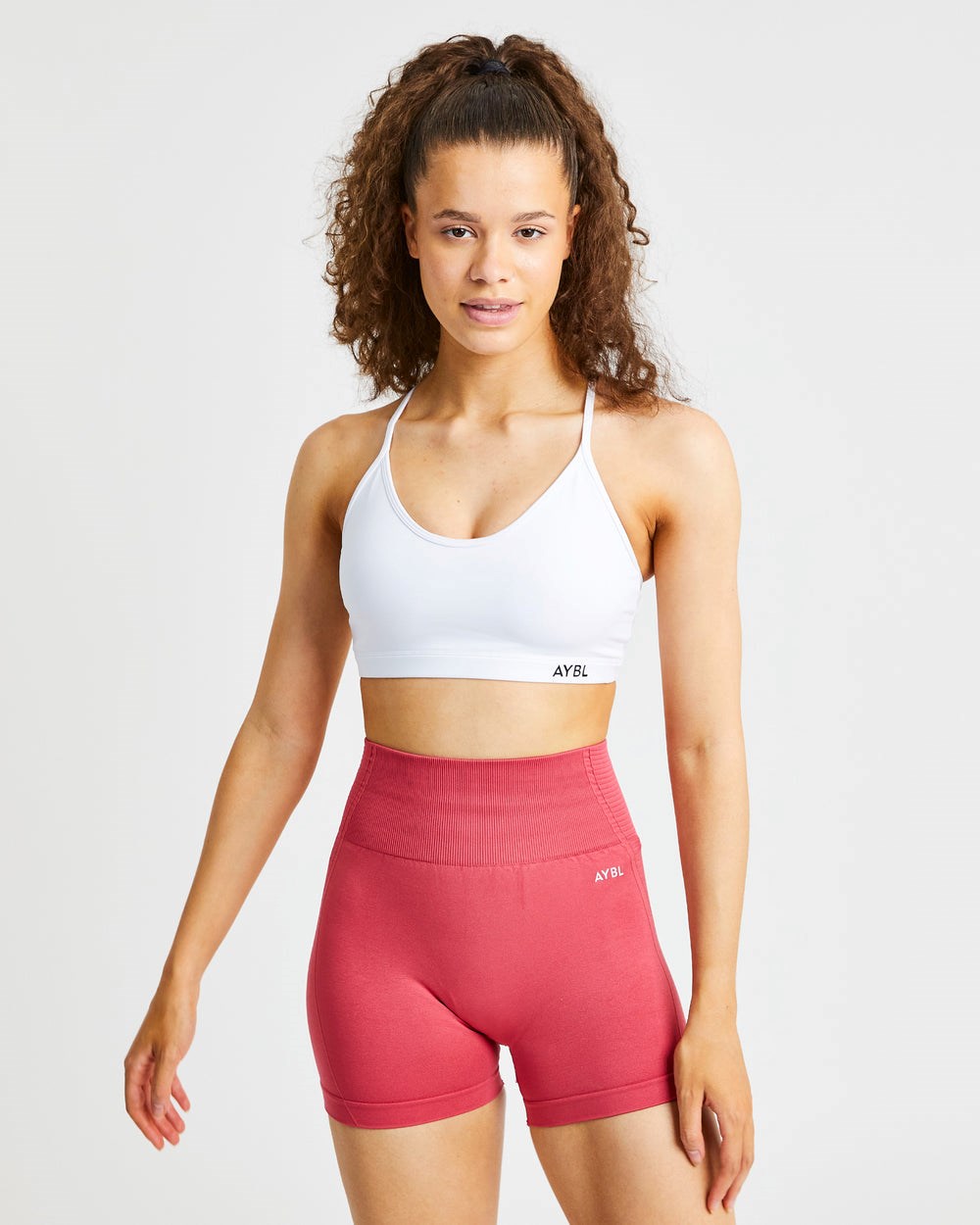 AYBL Essential V Neck Sports Bra Weiß | 524-FPSXZM