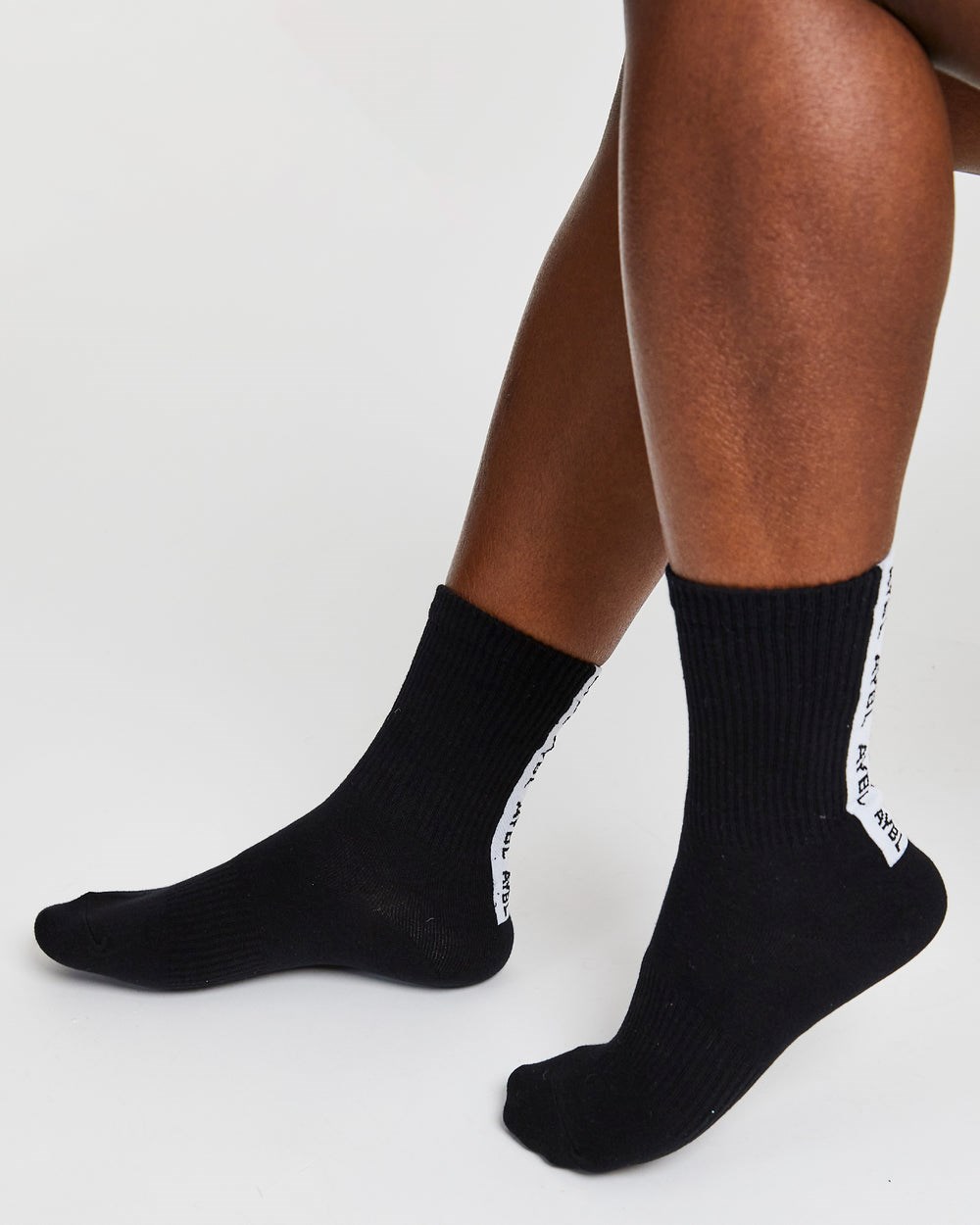 AYBL Everyday Back Stripe Crew Socks (3 Pack) Schwarz | 731-FWUTNK