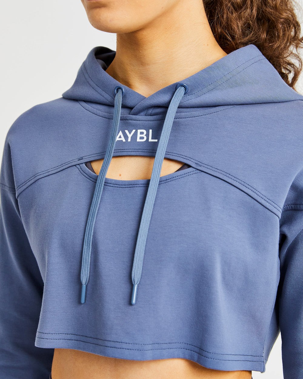 AYBL Everyday Cutout Crop Hoodie Blau | 495-QGDZCH