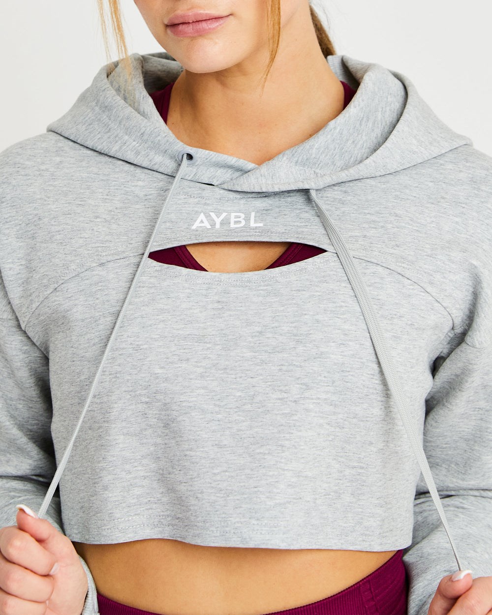 AYBL Everyday Cutout Crop Hoodie Grau | 735-QTYXUP