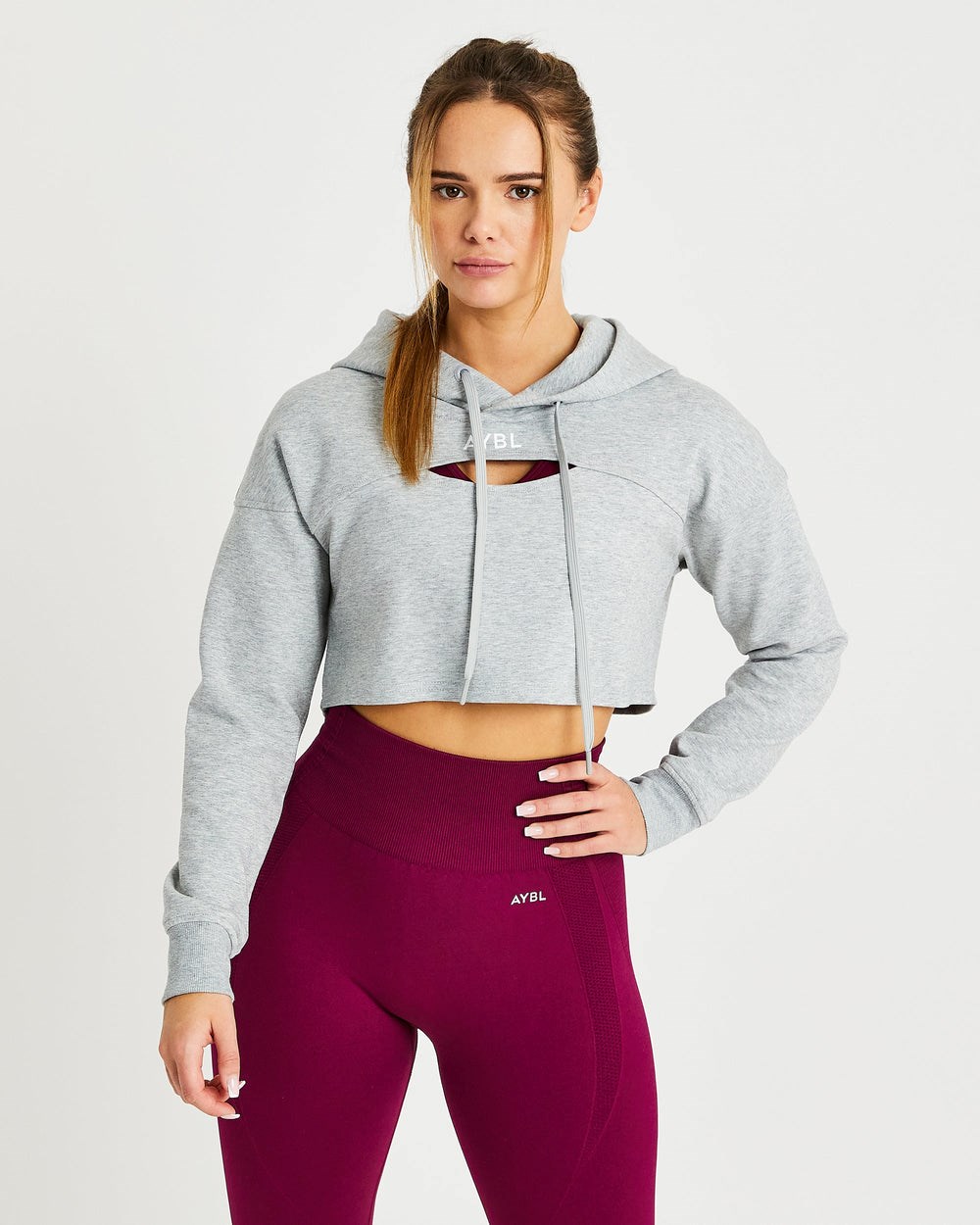 AYBL Everyday Cutout Crop Hoodie Grau | 735-QTYXUP