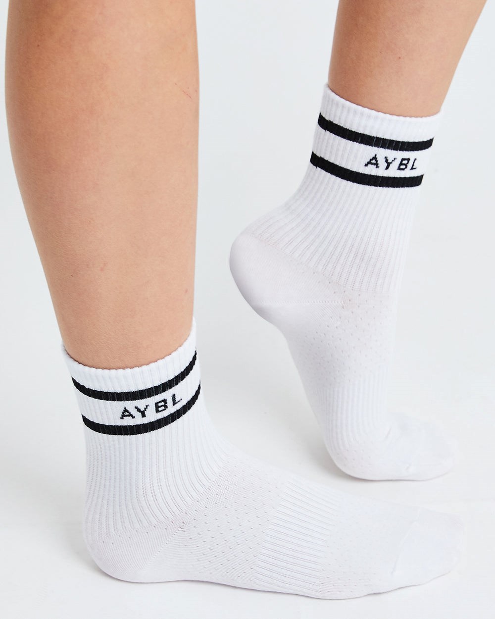 AYBL Everyday Double Stripe Crew Socks (3 Pack) Weiß | 135-RJYOGT