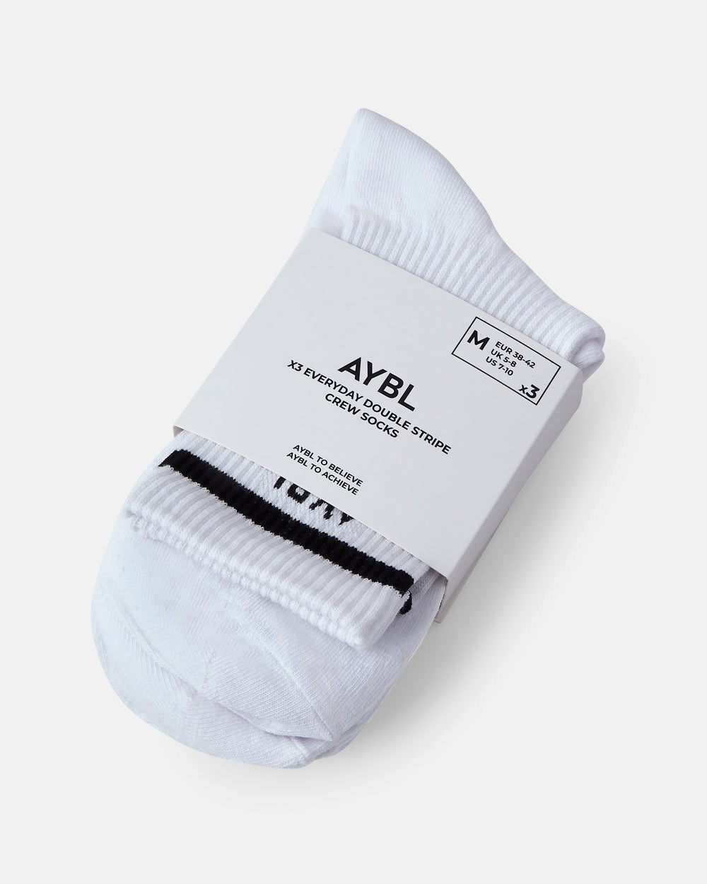 AYBL Everyday Double Stripe Crew Socks (3 Pack) Weiß | 135-RJYOGT