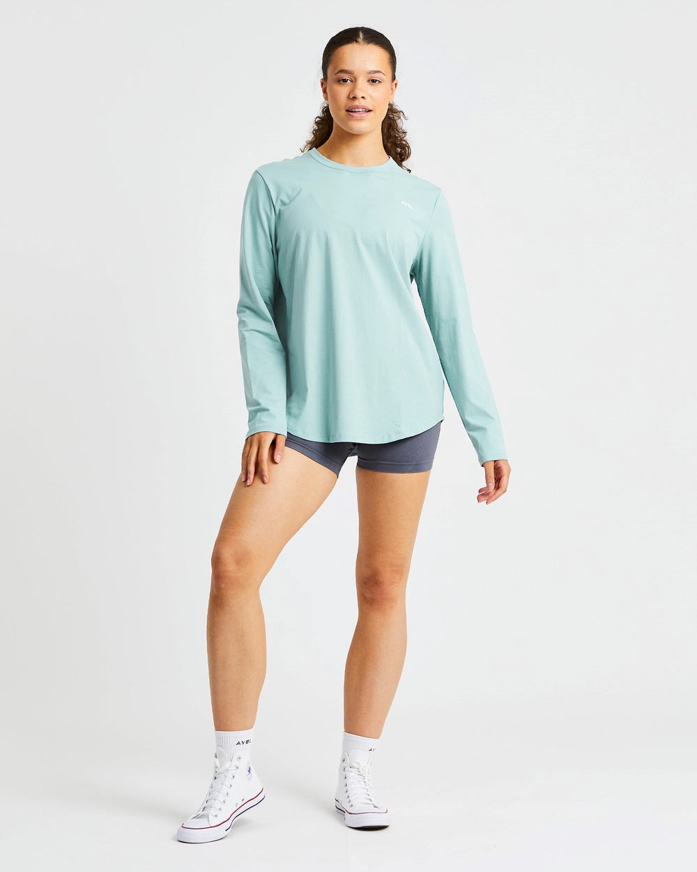 AYBL Everyday Oversized Long Sleeve T Shirt Soft Sage | 028-OAHIDV