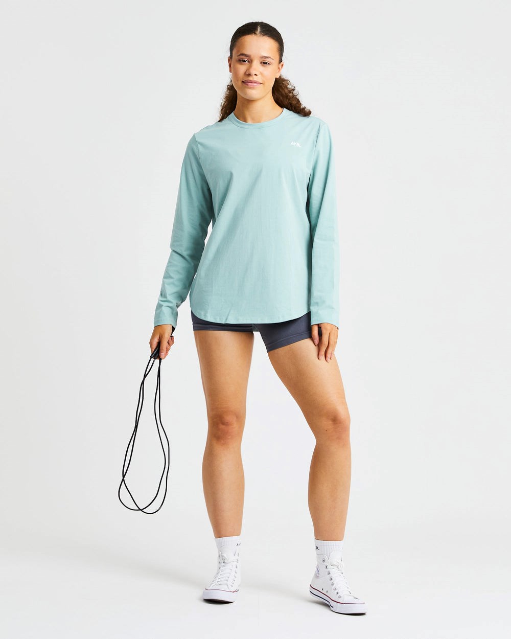 AYBL Everyday Oversized Long Sleeve T Shirt Soft Sage | 028-OAHIDV