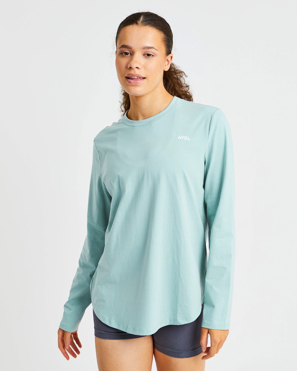 AYBL Everyday Oversized Long Sleeve T Shirt Soft Sage | 028-OAHIDV