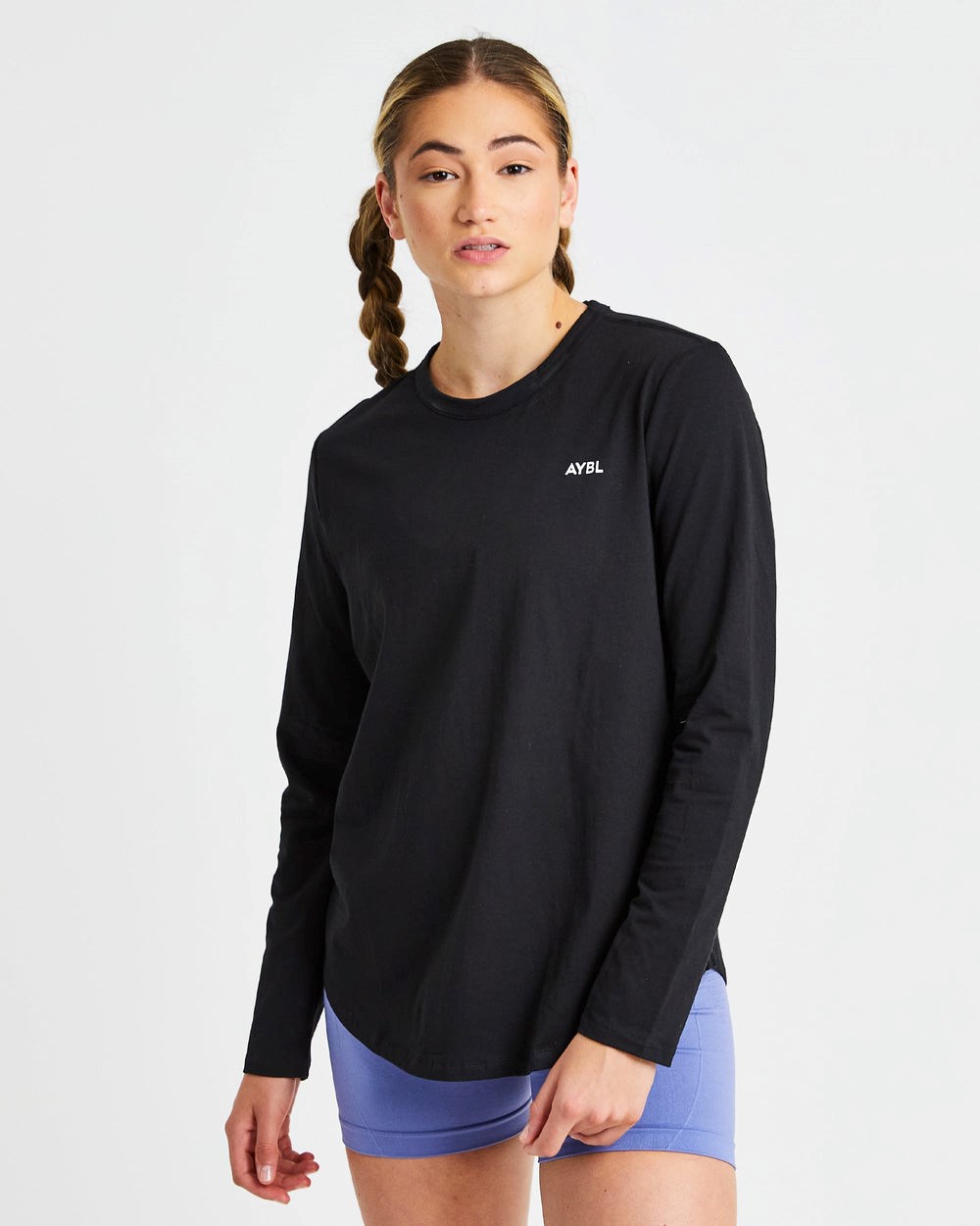 AYBL Everyday Oversized Long Sleeve T Shirt Schwarz | 351-ONUKLQ