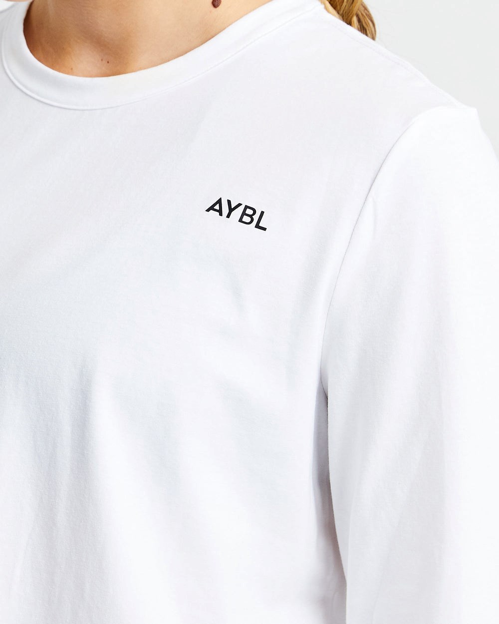 AYBL Everyday Oversized Long Sleeve T Shirt Weiß | 567-XNVFWU