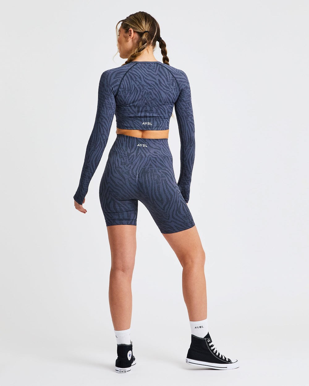 AYBL Evolve Animal Seamless Long Sleeve Crop Top Blau | 204-UHAYKN