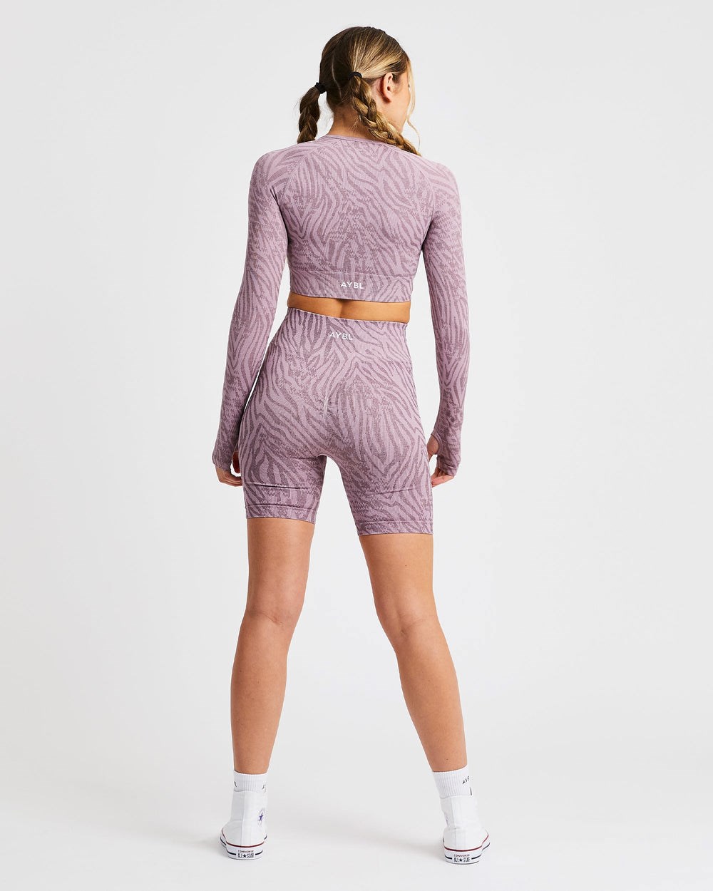 AYBL Evolve Animal Seamless Long Sleeve Crop Top Mauve Lilac | 376-WDCYKZ