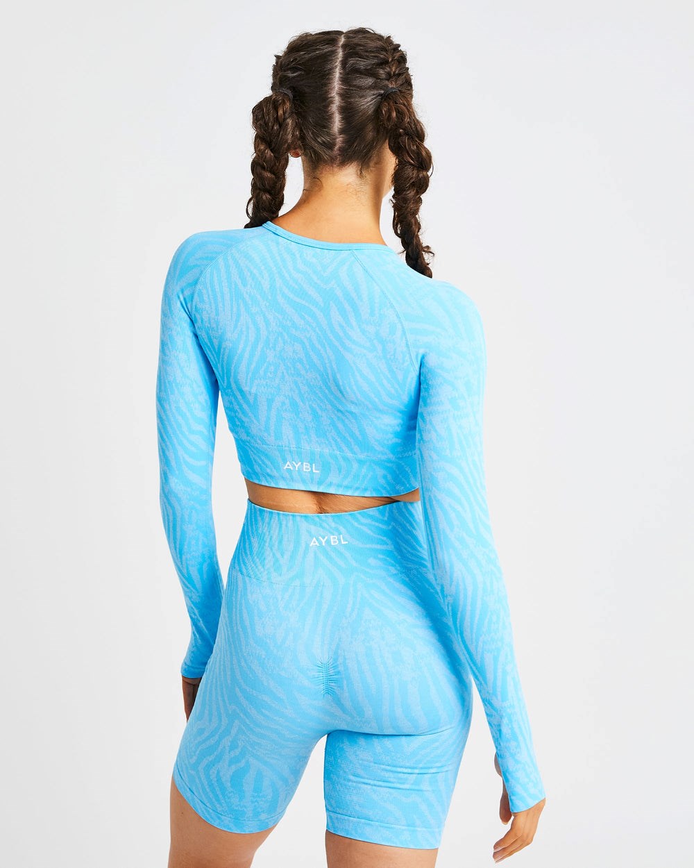 AYBL Evolve Animal Seamless Long Sleeve Crop Top Blau | 691-HGBFJU